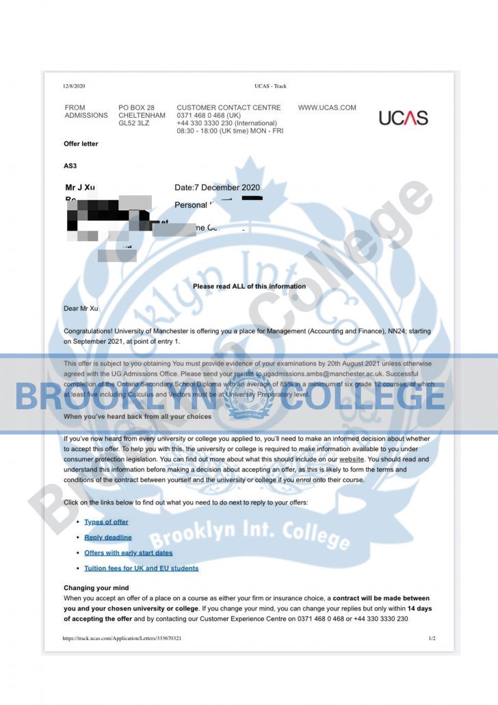 Manchester Management offer letter