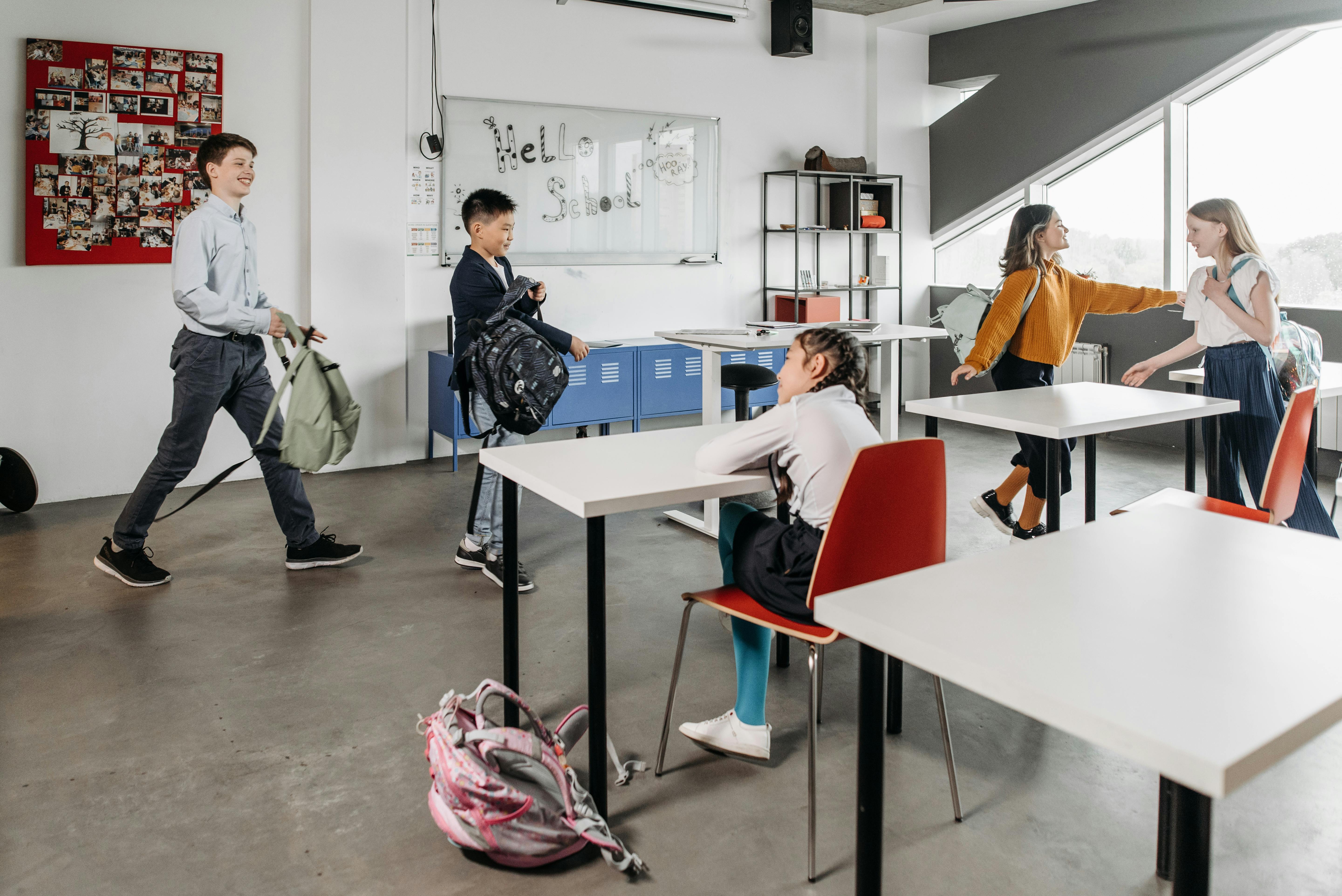Students studying in class